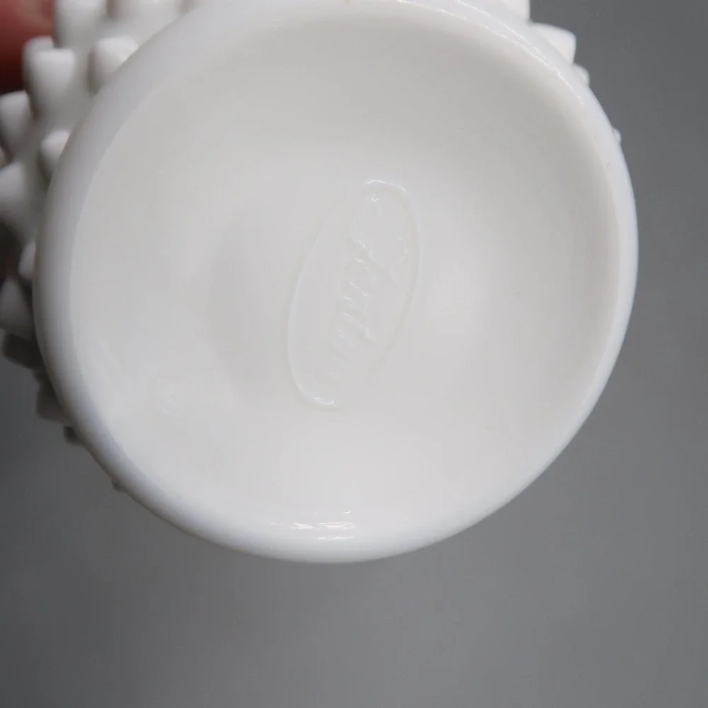 Fenton White Hobnail Ruffled‎ Edge Milk Glass Rose Bowl Vase 3